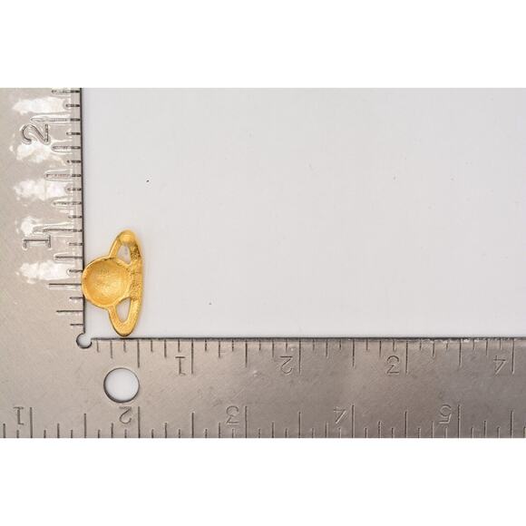 Vintage Saturn Earrings Planet Globe Earth Celestial Brushed Gold NOS 80s BinA9 - Picture 12 of 12